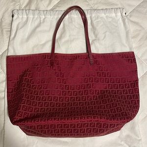 Fendi Zucchino Roll Tote in Red